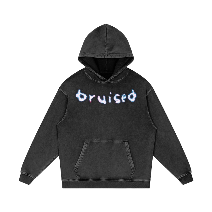 Lowercase Bruised Blue Acid Wash Oversize Hoodie