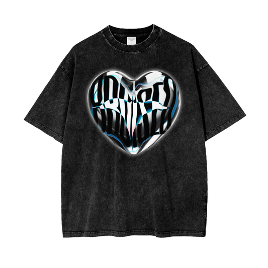 Bruised Heart Acid Wash Oversize T-Shirt